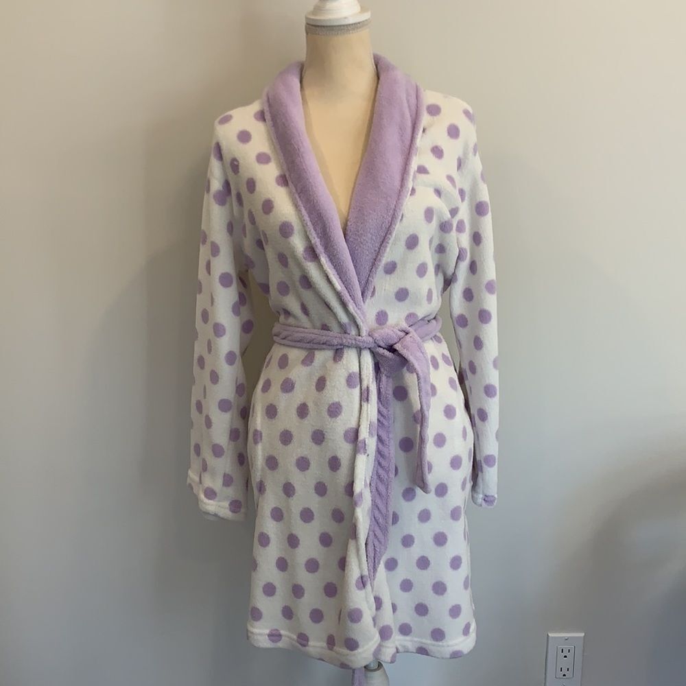 White & Purple Polka Dot Robe S/M